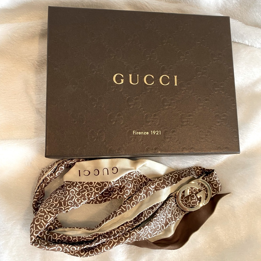 Gucci logo silk scarf
